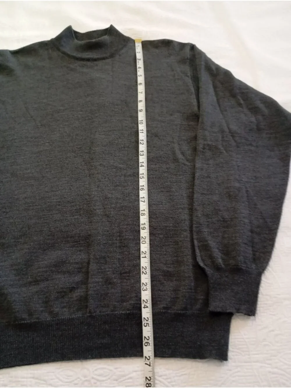 Alan Stuart Italy Mock Neck Merino Wool Blend Sweater Size M Dark Gray Mens